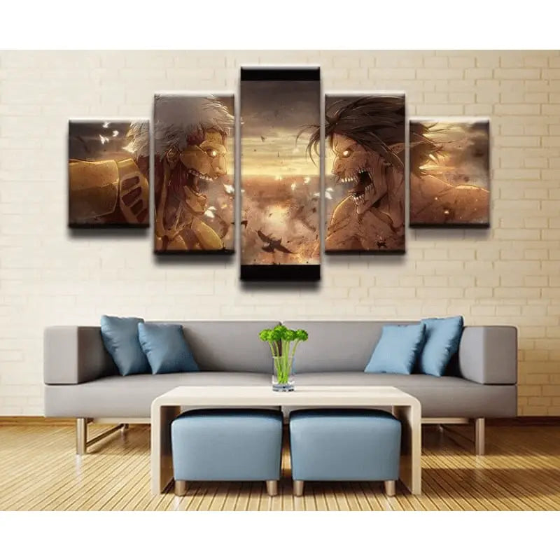 Assaulter Titan Vs Battleship Titans Painting - Attack on