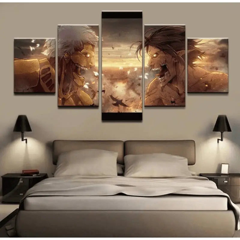 Assaulter Titan Vs Battleship Titans Painting - Attack on