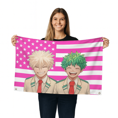 Bakugo & Midoriya "Hero Smiles" Flag - My Hero Academia™