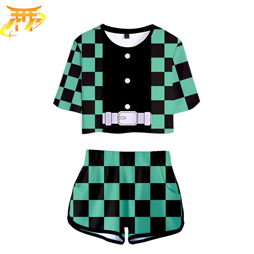 Women's Tanjiro Green and Black Pyjamas - Demon Slayer™